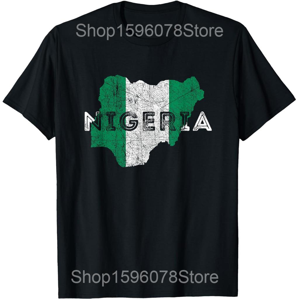 Nigerian Flag Heartbeat Nigeria T Shirts Men Women Pure Cotton Humor Streetwear Tee Shirt Short Sleeve Unisex Loose Clothing