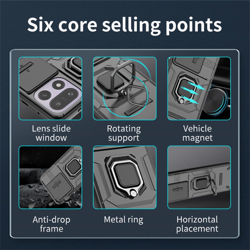 For OnePlus 15 5G Case PC + TPU Kickstand Phone Protector with Lens Cover