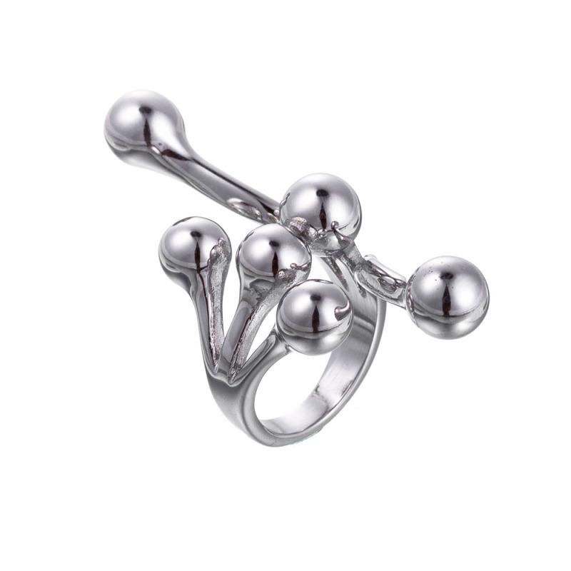 INSSGG Haute Couture Gold Metal Round Bead Ring: European & American Style, Unique Design, Bold, Versatile, Commuting Accessory
