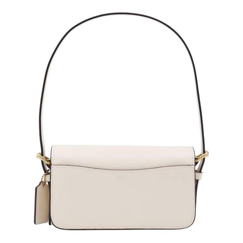 Coach Solid Color Simple Cow Leather Shoulder Handbag Small Size Women's Off-white