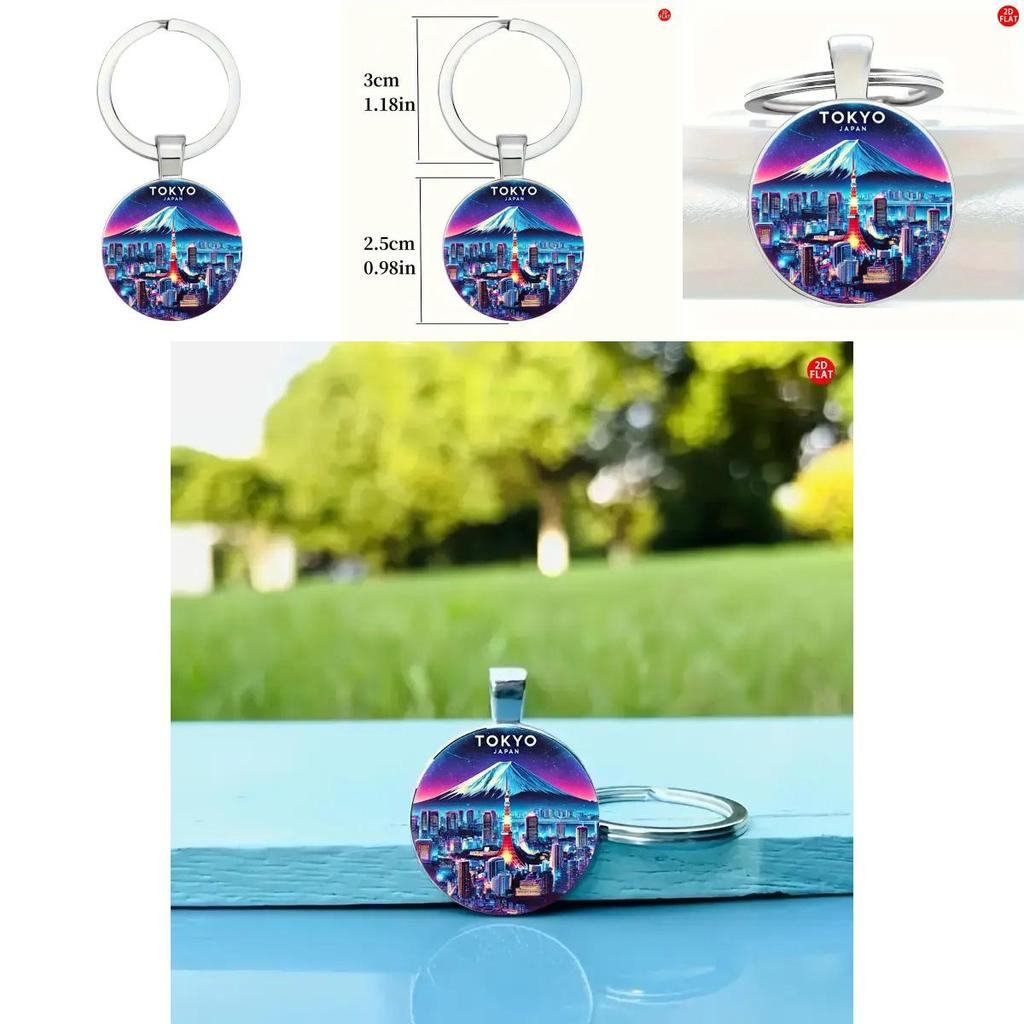 Tokyo Fuji Mountain Keyring With Silver Zinc Alloy For Gift Giving