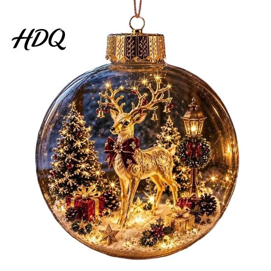 Decorative Ornaments for Home Glowing Christmas Story Ornament Mini Holiday Scene In Ball Light Up Hanging Baubles Clear Plastic Ball Xmas