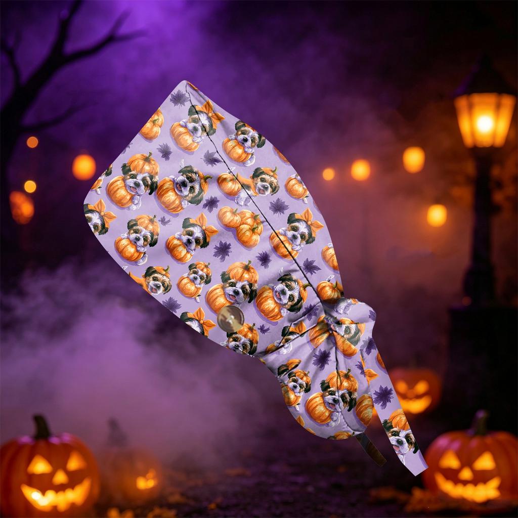 Women's Halloween Print Ponytail - Fashion Work Hat for, Salon and Hair Washing