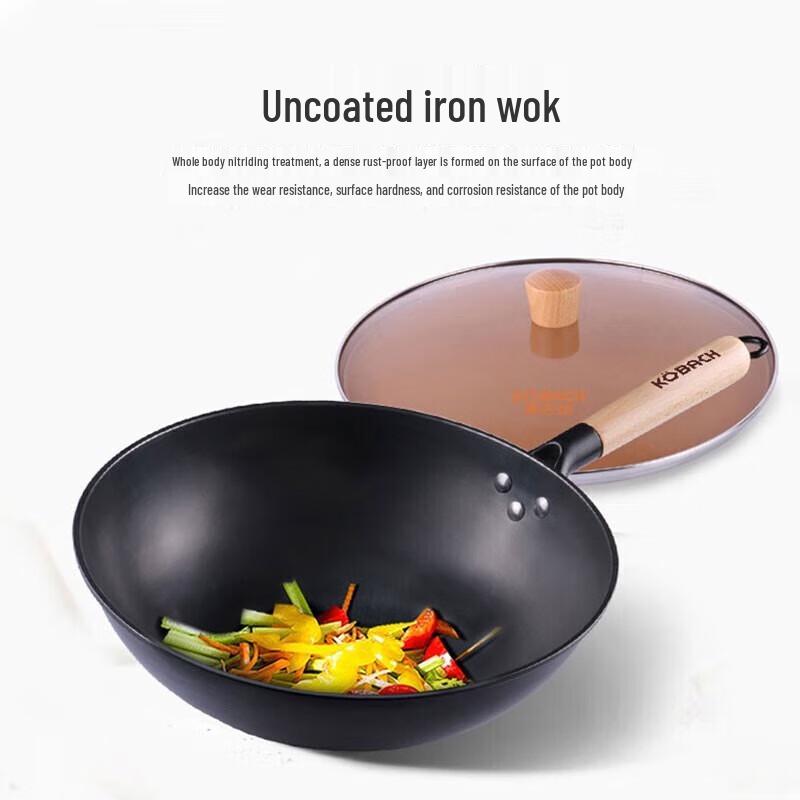 KOBACH Traditional Uncoated Iron Wok