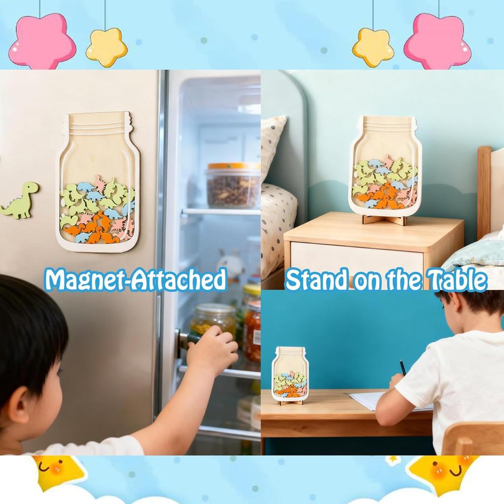 LeLehome Magnetic Reward Jar for Kids, Star Incentive Jar Behavior Chart Reward System for Home Classroom Potty Training Chores Good Habits, Boys &