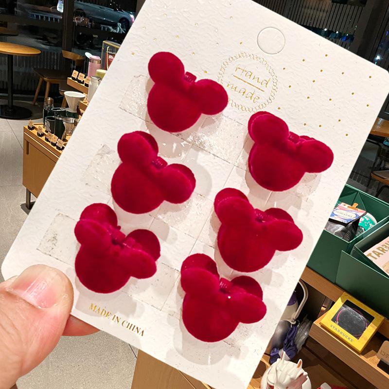 2024 Neue Herbst/Winter Beflockte Schleife Krallenklemme, Damen Haarspange für Pony