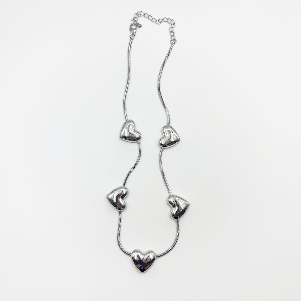 Stylish And Simple Multi-Love Necklace Gold And Silver Light Luxury Collarbone Chain Women'S Jewelry