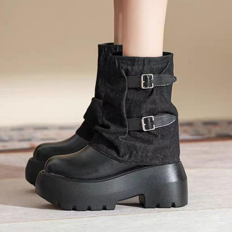 Fashion Women Ankle Boots Platform Chunky Denim Fashion Shoes Designer 2025 Winter New Trend Gladiator Boots Woman Botas Mujer Zapatos