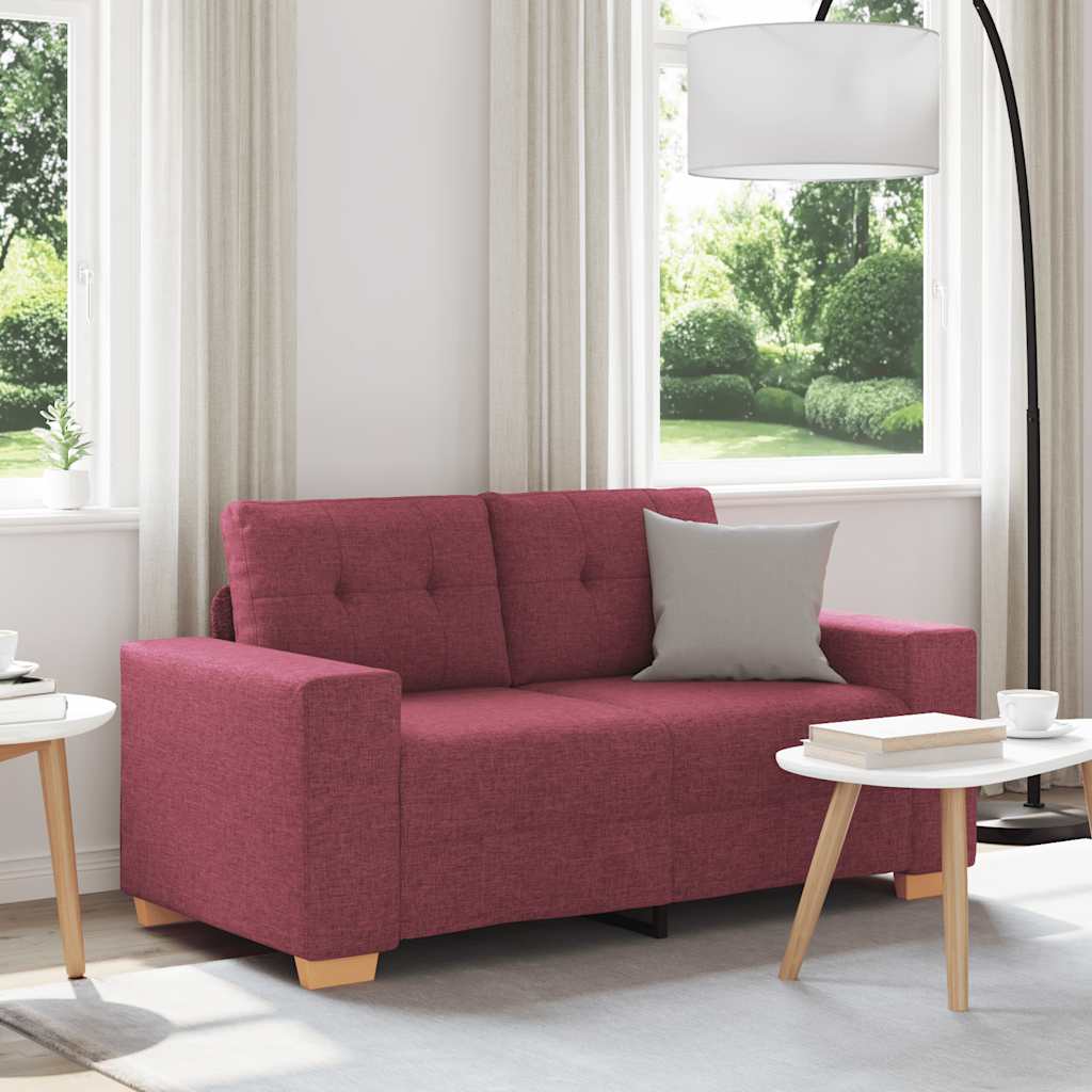 Loveseat Sofa Wine Red 160 x 77 x 82 cm Fabric