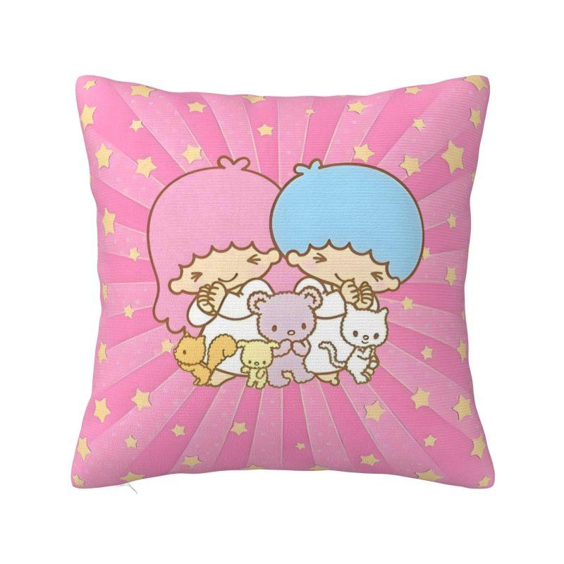 Sanrio Little Twin Stars Anime Cover 45x45cm Soft Lala Cartoon Kiki Cute Throw Pillow for Sofa Square Pillowcase Decoration