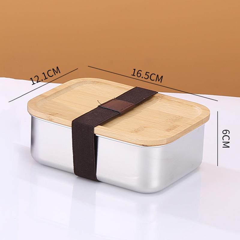 304 Stainless Steel Bamboo Lid Lunch Box, Japanese Style Lid Preservation Box, Lunch Box, Lunch Box, Food Storage Box