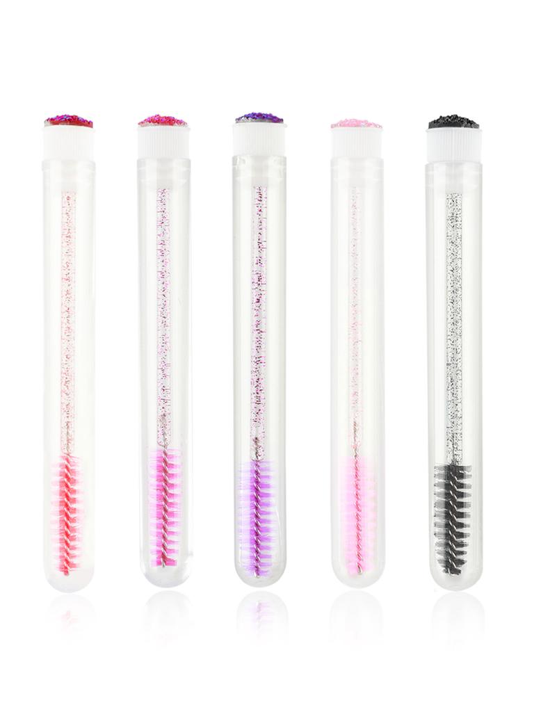 5/10Pcs Portable Makeup Mascara Brush with Drill Tube Installation, Disposable Crystal Rod Mascara Brush, Eyebrow Curling Comb