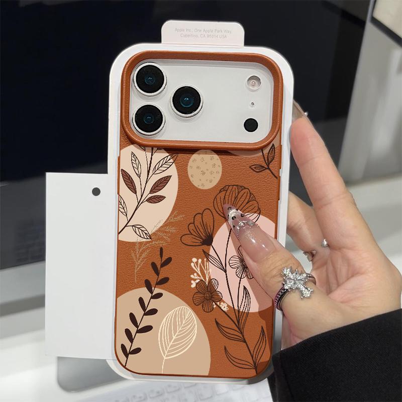 Cartoon Daisies Flower Pattern Case For iPhone 17 Pro Max iPhone 16 15 14 13 Pro Max 11 17e 16e Luxury Leather Texture Soft Silicone Matte Cover