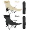 Chaise Longue Inclinable Paresseuse avec Oreiller & Porte-gobelet & Poche Latérale Chaise de Plage Légère Dossier Réglable pour la Pêche le Voyage