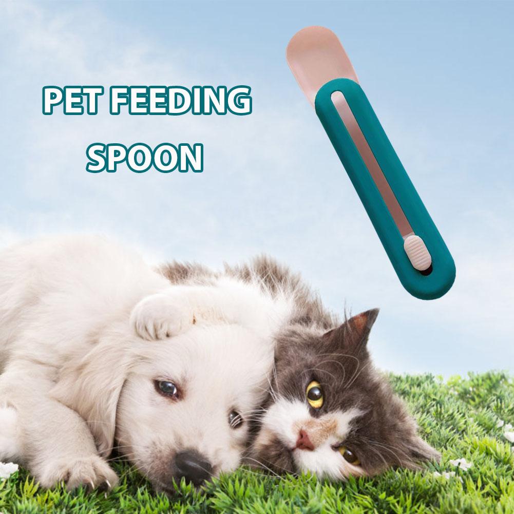 Plastic Cat Strip Squeezer Eating Supplies Pet Feeding Spoon Multi Use Snack Feeding Spoon Push Type for Puppy Kitten