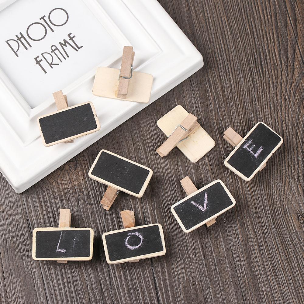 DIY Craft Price Stand Label Wooden Notice Sign Message Note Clip Chalkboard Mini Blackboard