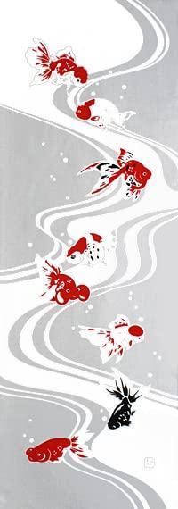 

Anbo Dyeing Hand Towel Goldfish Authentic Dyed Cotton Made in 35cm x 100cm Edo Collection, Gray 100% Tokuoka, Japan, серый