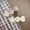 Sweet Plaid Heart Button Duckbill Clip Cute Side Bangs Hair Clip Girls Fashion Hair Accessories