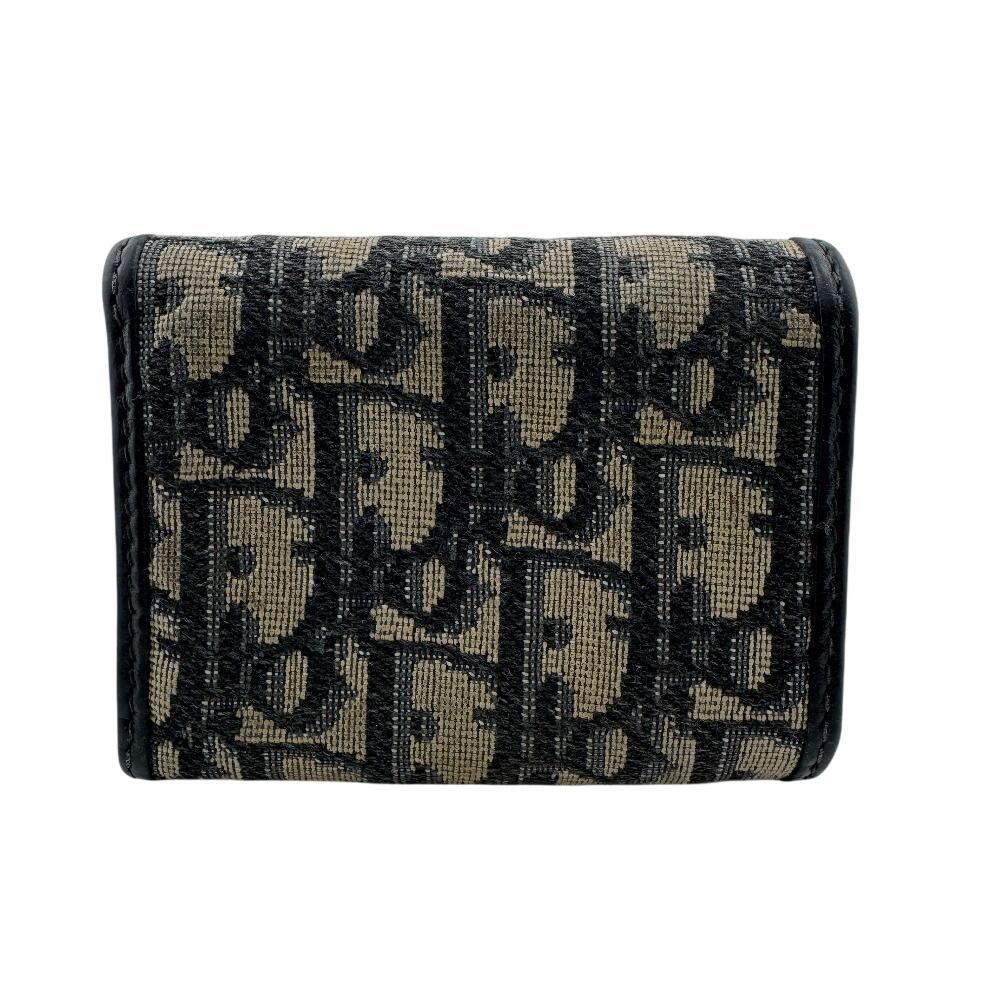 Dior compact Oblique canvas Montagne 30 Tri-fold wallet Navy canvas Women Used