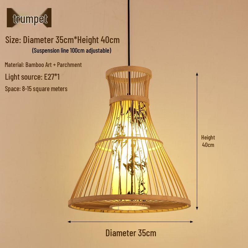Retro Zen Bamboo Weaving Pendant Lamp for Restaurants & Teahouses