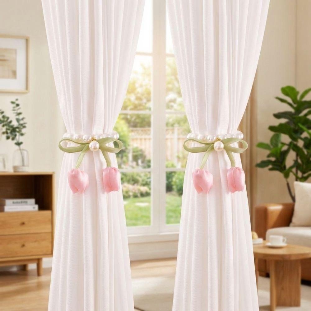 Exquisite Magnetic Buckles Curtain Tiebacks Adjustable Tulip Curtain Straps  Dining Room