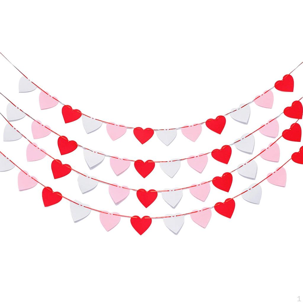 Felt Heart Garland Banner Valentines Day Decoration Wall Decor Romantic for