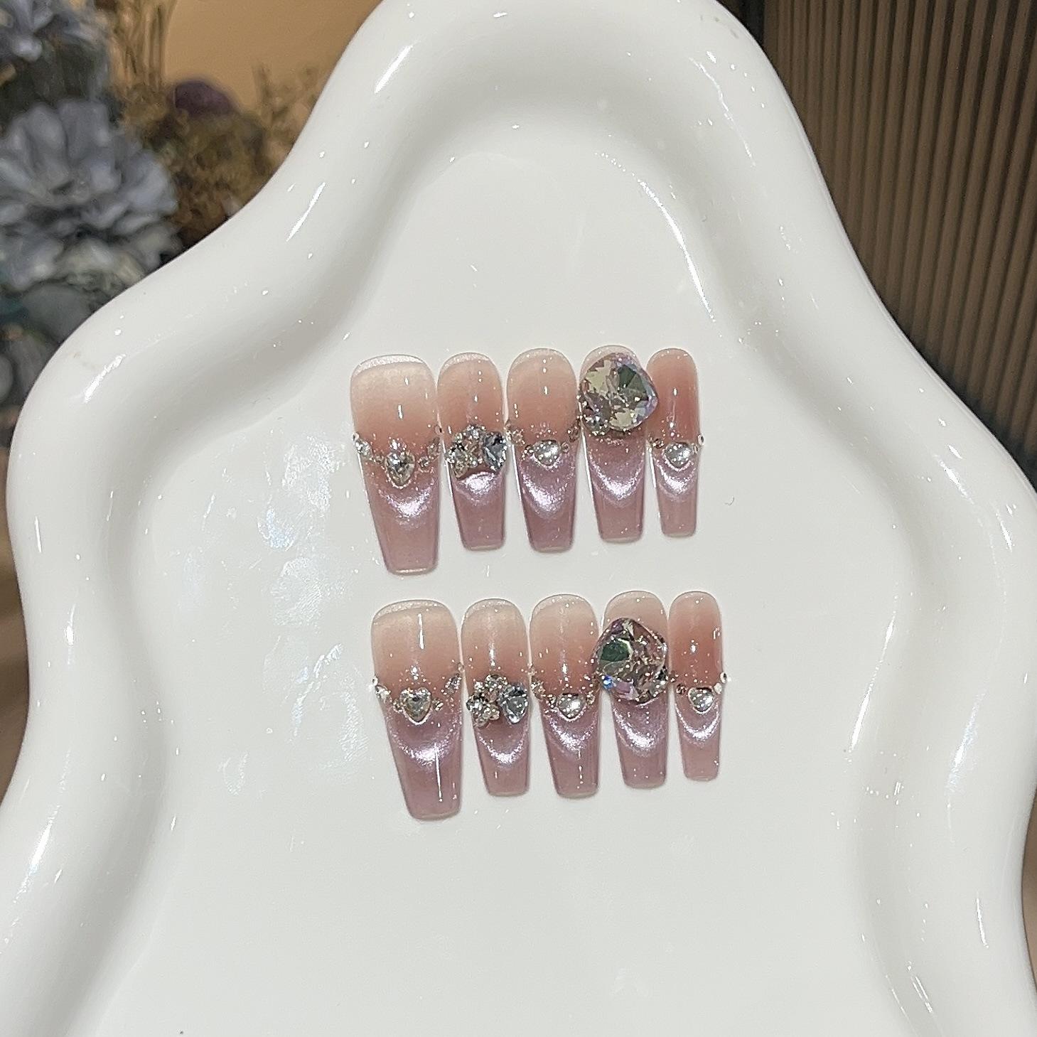 

Звездное плетение телесного цвета Pure Desire Flash K9 Pile Diamond Gentle Gradient French Smile Cat Eye Wear Armor L