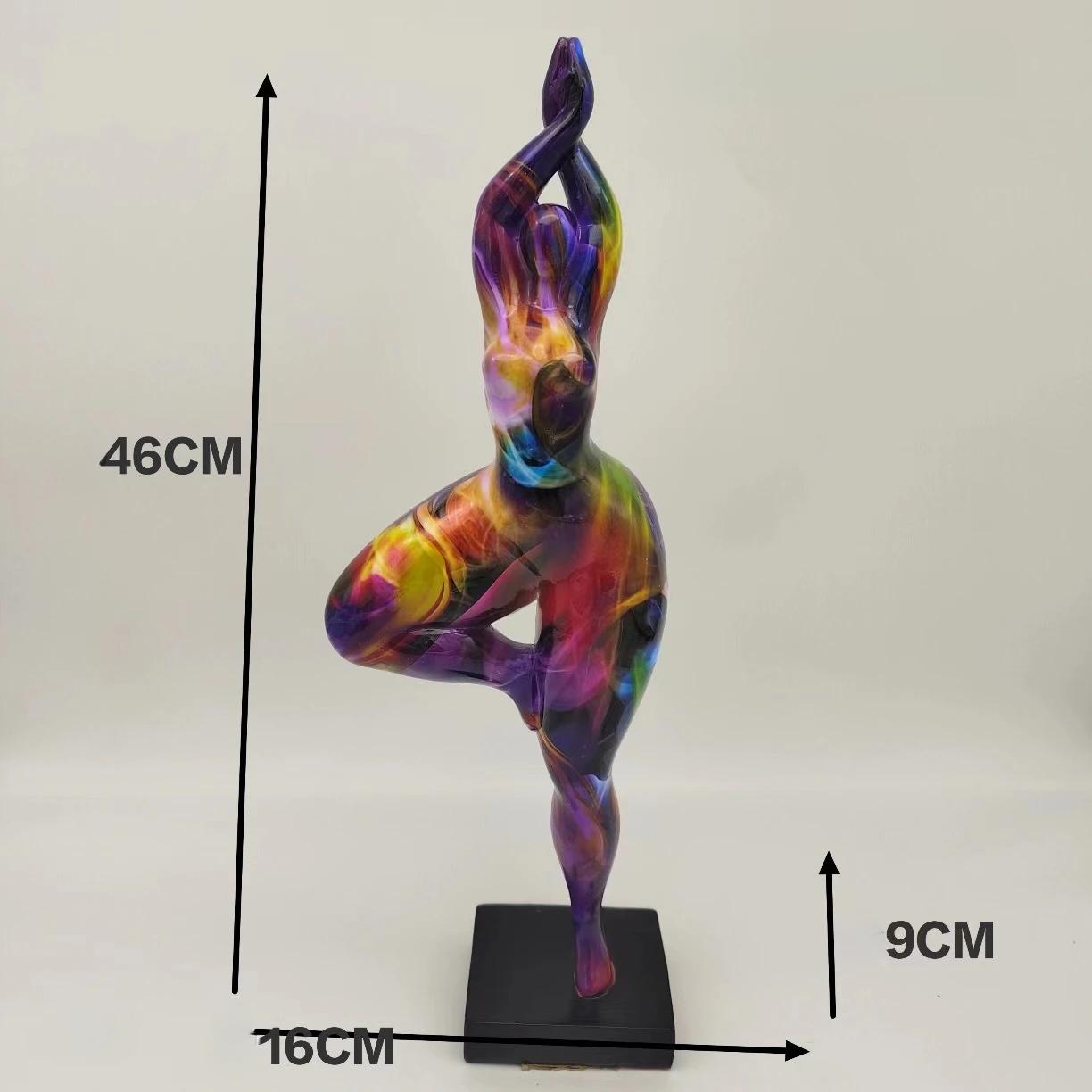 

Граффити Йога Леди Статуэтки Абстрактное Искусство Женщины Статуэтки Смолы Йога Фигурки Украшения для Домашнего Рабочего Стола Украшения Интерьера
