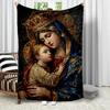 Virgin Mary and Jesus Christ Designed Flannel Printed Blanket Suitable for All Seasons Suitable for Room Office Sofa and Travel