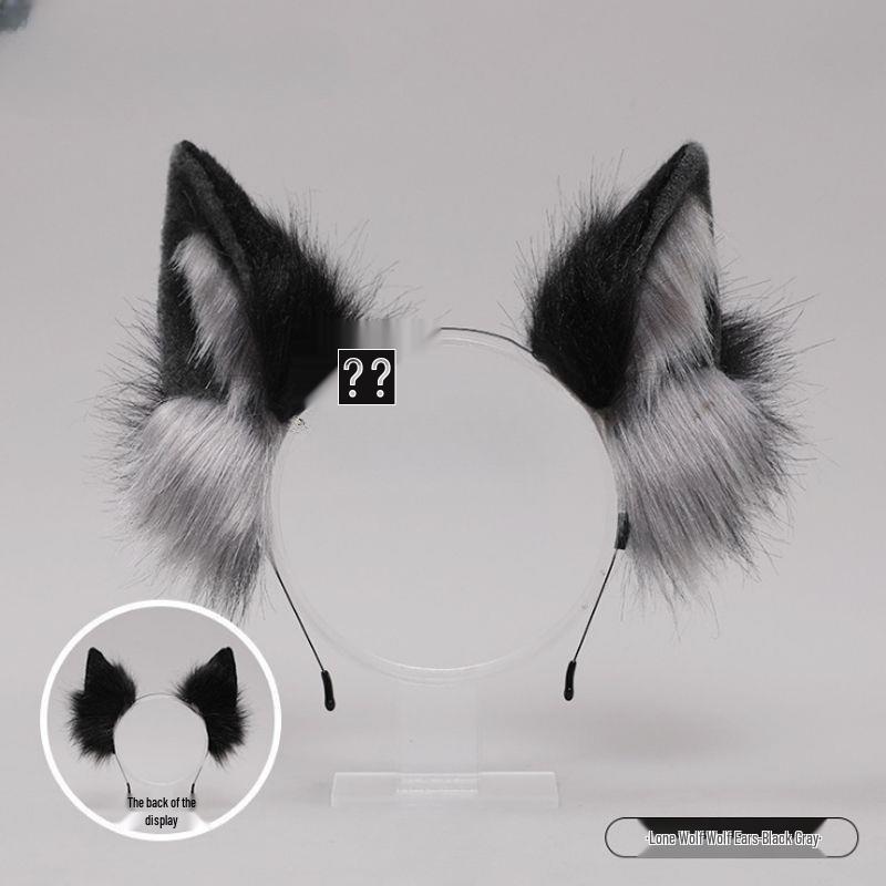Plush Animal Ear and Tail Set - Cat Ears, Wolf Ears, and Tail Headband