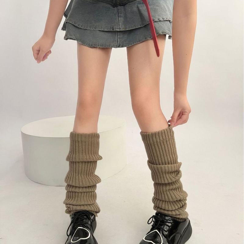 Women Color Knit Long Socks Subcultures Leg Warmers Winter Warm Ankle Heap Socks Thigh High Stocking Harajuku Boot Socks