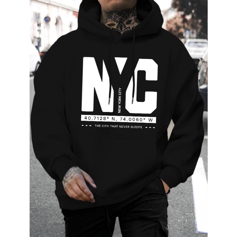 Spring/Summer Men'S New Personalized New York Letter Print Casual Sweatshirt Fashion Drawstring Hoodie