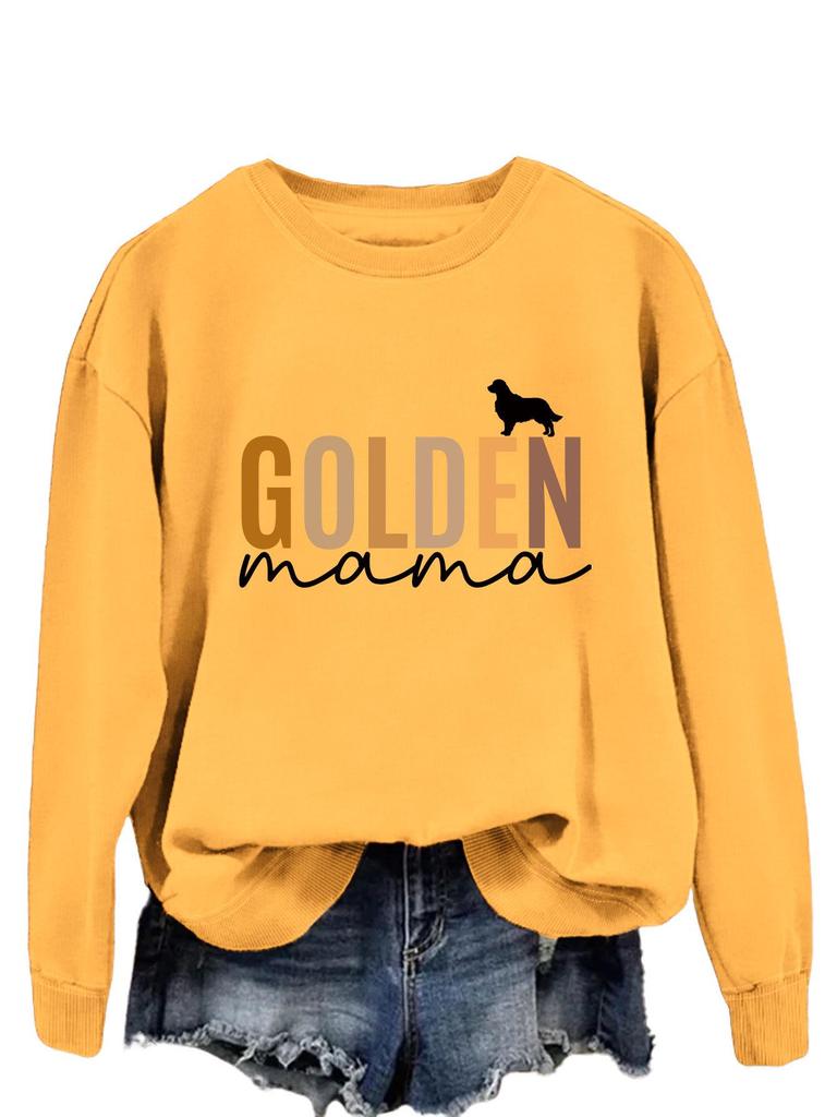 GOLDEN Mama European & American Women's Long-Sleeve T-shirt Pullover Sweatshirt for Spring & Autumn