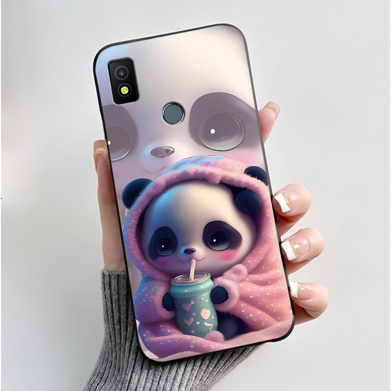 Etui Luksusowe Urocze Króliczek Miłość Śmieszne Czarne Miękkie Silikonowe TPU Ochronne Etui na Telefon dla Cricket Icon4 Tylna Klapka