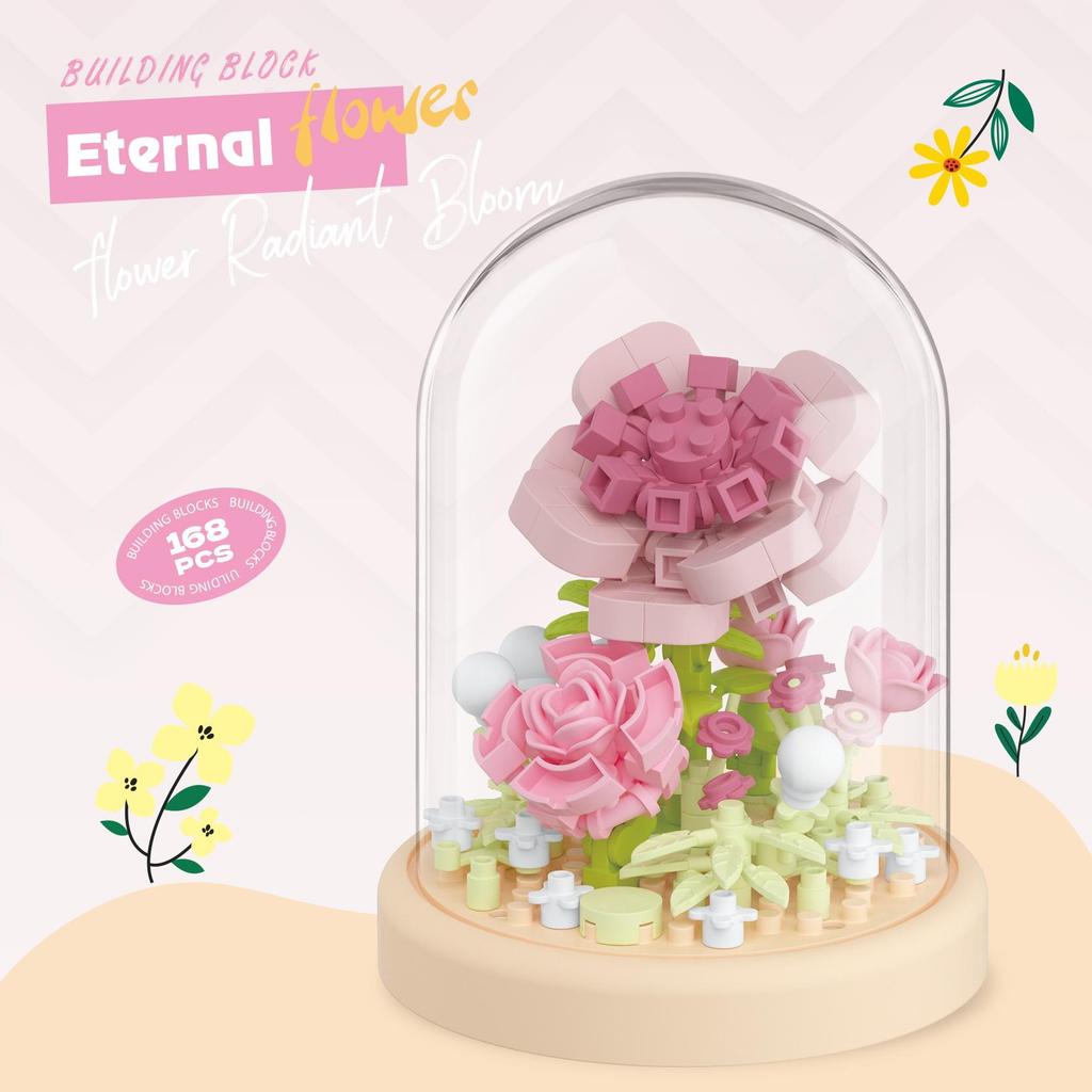 Eternal Flower Bouquet Building Blocks Kids Toy Mini Bricks Girl Series Rose Gift for Valentine Birthday