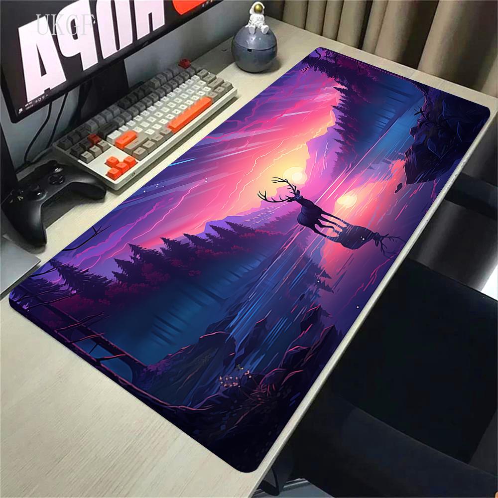 Alfombrilla de Ratón de Goma Impresión HD 900x400 Paisaje Montaña Atardecer Alfombrilla de Ratón Cartoon XXL Alfombrilla de Ratón Extendida Alfombra Antideslizante para PC