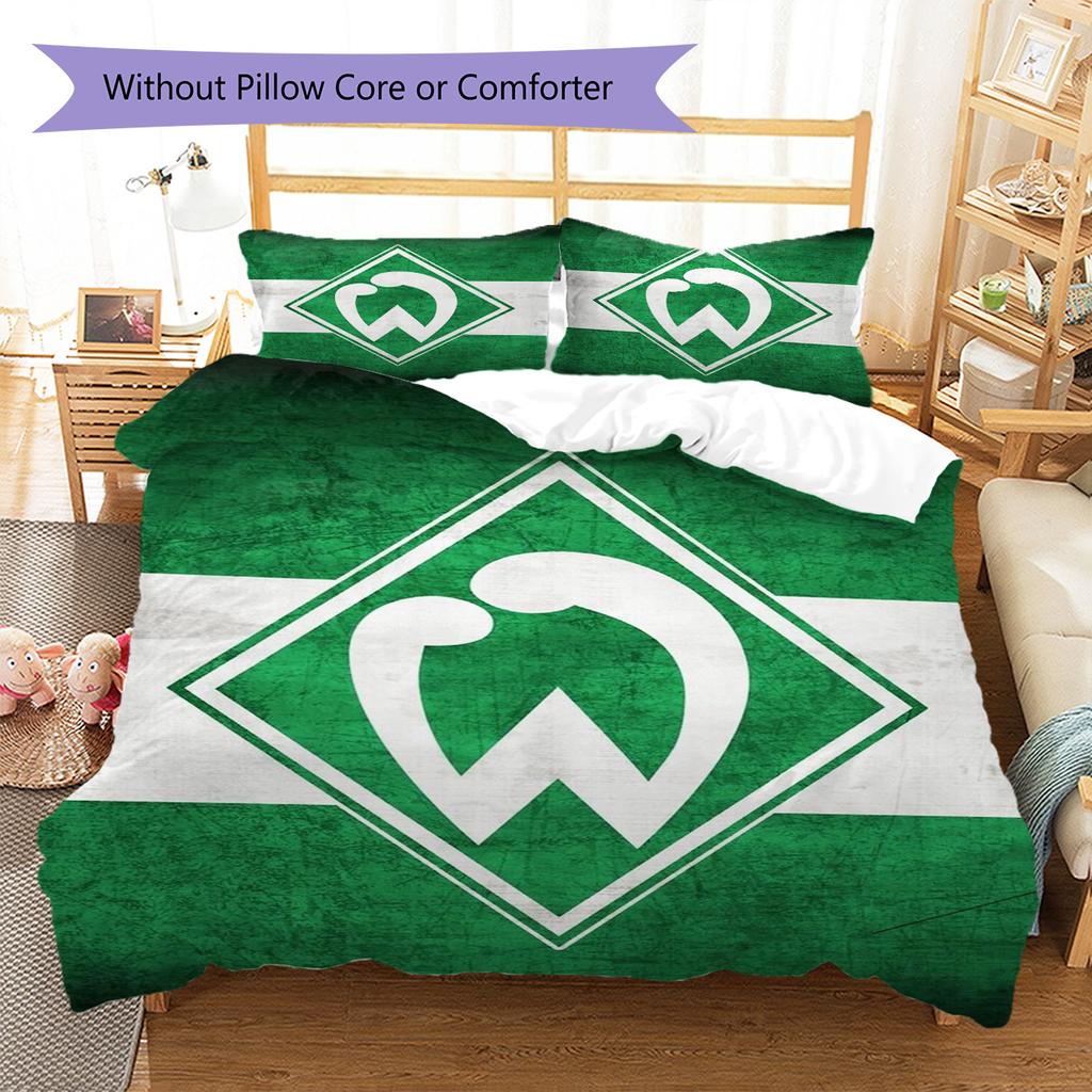 SV Werder Bremen Pattern Bedding Set Quilt Cover Pillowcase Home Decor Gift (1 * Duvet Cover + 2 * Pillowcase, Without Core)