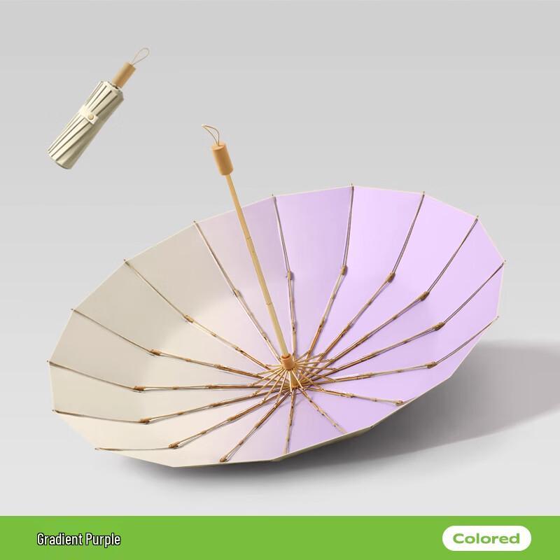 MAYDU 3-Fold 16-Rib Gradient UV Protection Dual-Use Umbrella