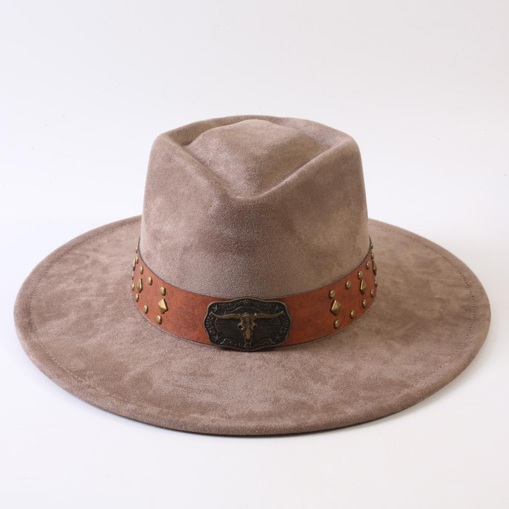 Best-selling European and American Style Suede Velvet Wide-brimmed Top Hat, Classic Fashion Western Cowboy Hat for Men and Women