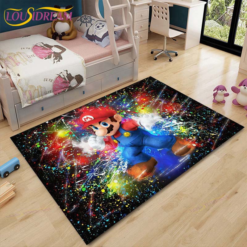 Mario Bros Anime Teppich Wohnzimmer Schlafzimmer Nachttisch Matte Japanisches Arbeitszimmer Computer Stuhl Home Fashion Bodenmatte Bereich Teppich