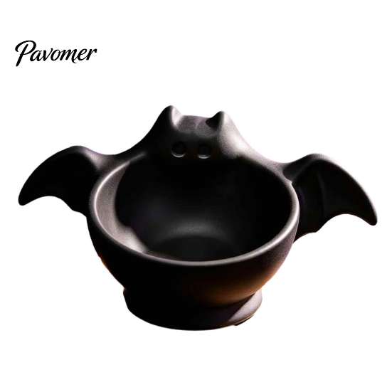 Festive Home Party Decor Halloween Candy Bowl, Bat Shape Ceramic Serving Dish, Cute Ghost Shaped Snack Holder Tabletop Decoration for Snacks