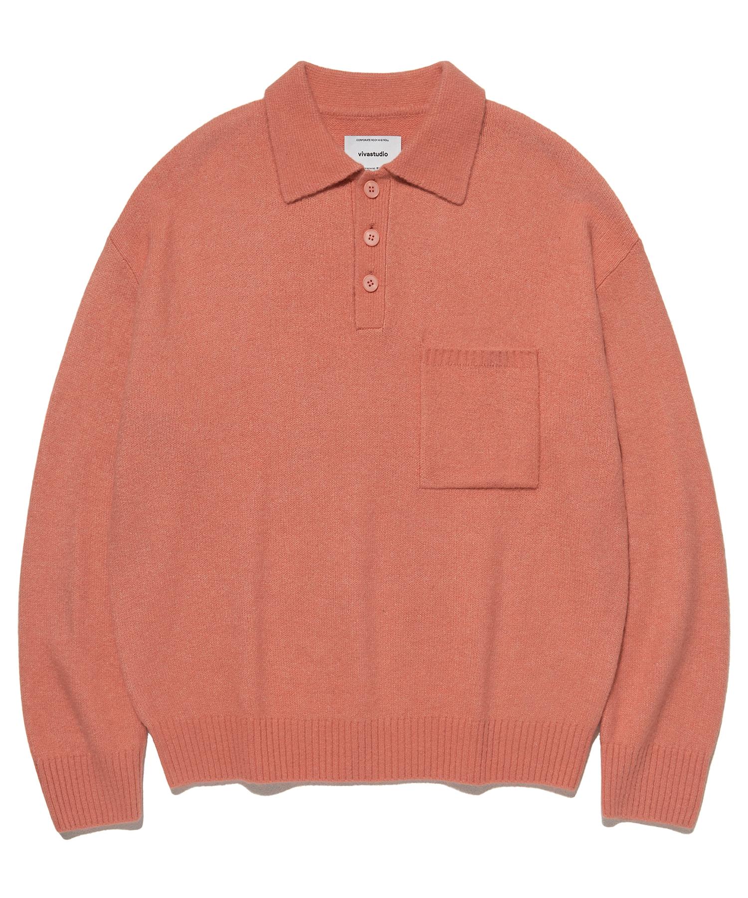 Viva Studio Collar Knit [Coral Pink] M