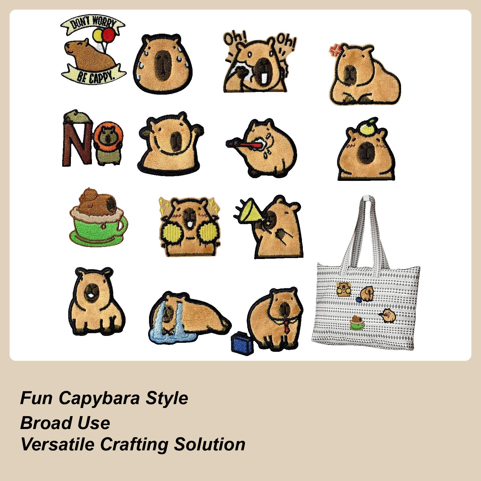 

Animal Iron on Patches Capybara Shape Patches for Backpacks Cute Embroidered Appliques 14 Pieces for Teachers Teens Parents CHINA