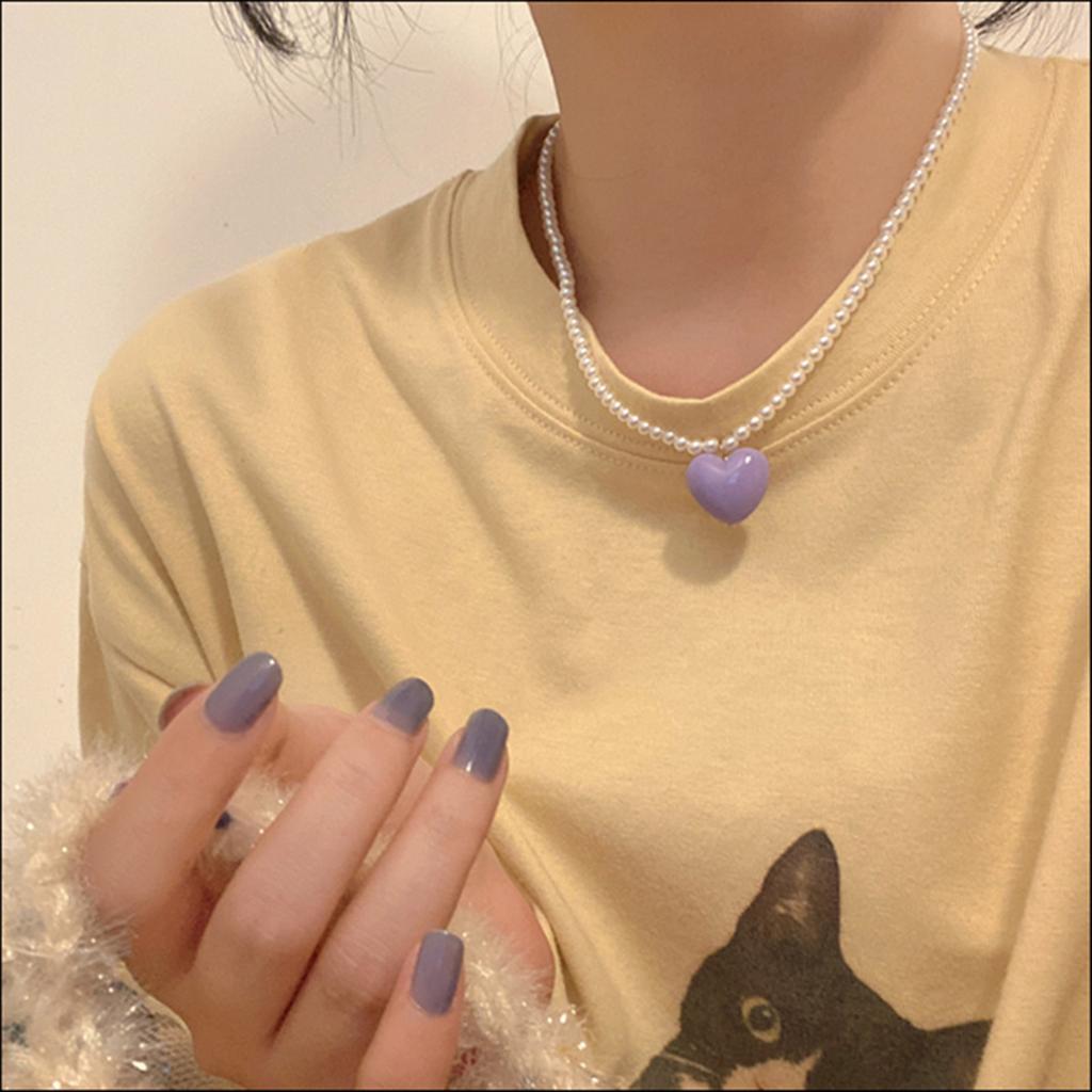 Heart Pearl Necklace Women Collarbone Chain Temperament Jewelry Wedding Gift