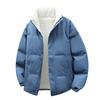 Unisex Winter Cotton Padded Jacket Warm Thick Fleece-Lined Stand Collar Casual Outerwear Teens Adults