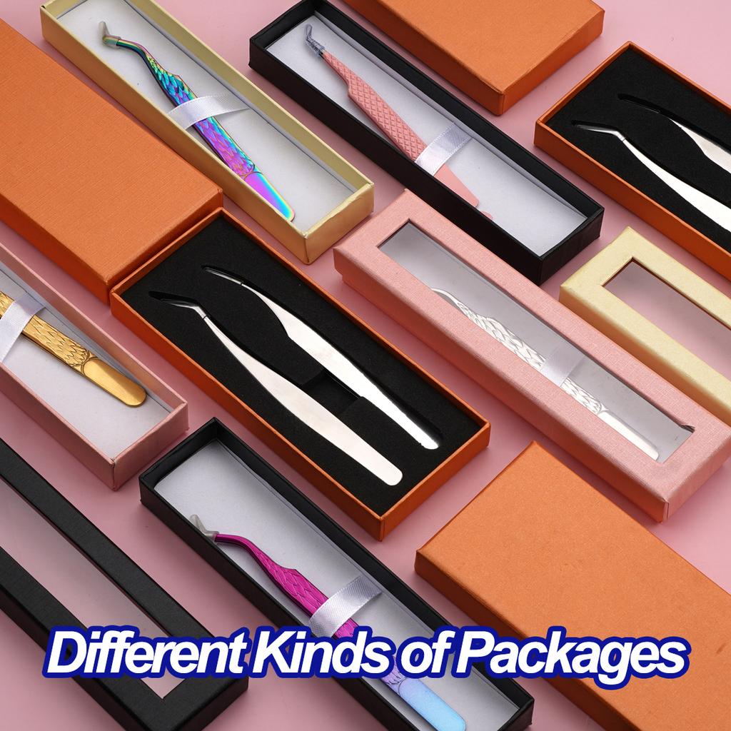 Lash Tweezers, Stainless Steel Fiber Tip Tweezers Set, Eyelash Extension Tweezers With Charm, Custom Logo EyeLashes Tweezers