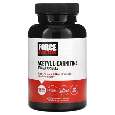 Force Factor, Acetyl-L-karnitin, 500 mg, 100 vegetabiliska kapslar