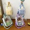 Y2K Cute Cartoon Cat Ita Shoulder Bags Mini Women Casual Crossbody Bag Kawaii Girls Transparent Pocket DIY Display Nylon Handbag