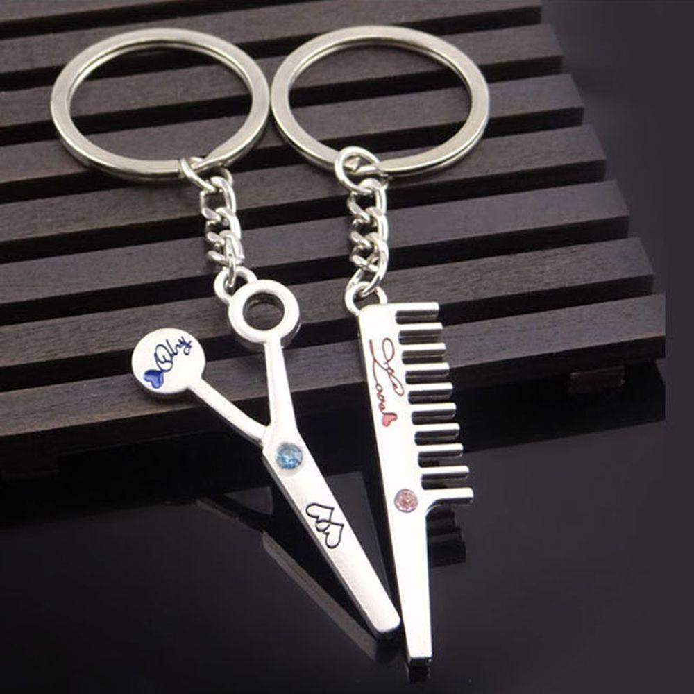 

Forever 1 Pair Zinc Zinc Alloy Couples Keychain Lovers Gift Scissors and Comb Pendant
