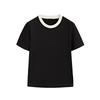 MD Spring New round Neck Inner Bottoming Top Casual Contrast Color Short Sleeve Silm Pure Cotton T-shirt 6855542